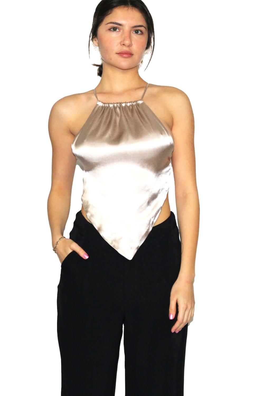 Antoa-Carmen Saten Crop Top-Crop Top-2-Milagron.com