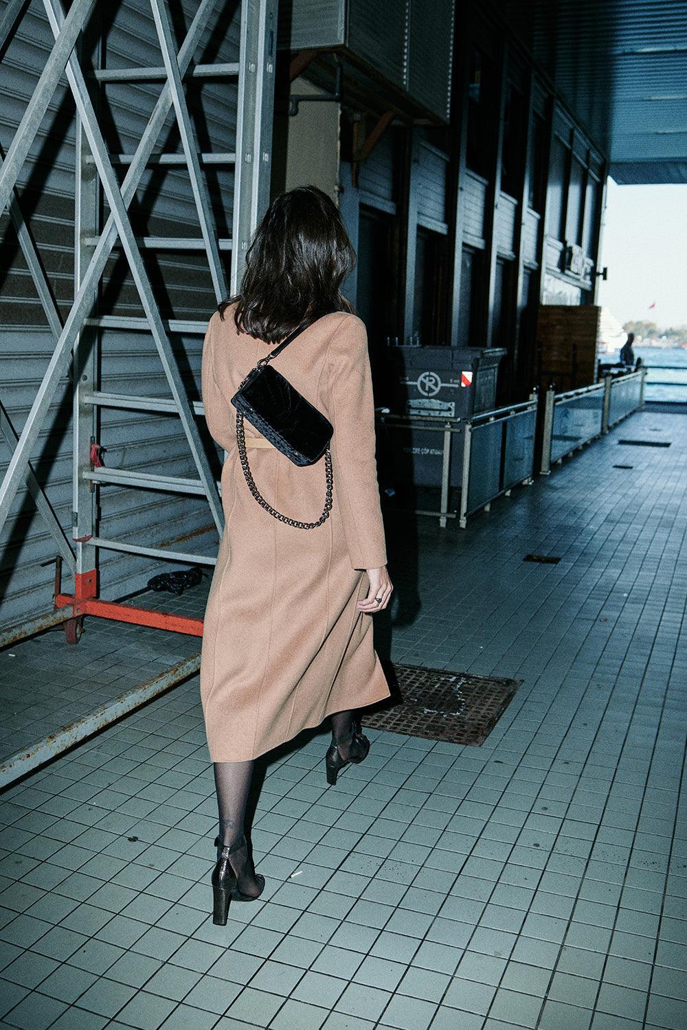 Atelier Melange-Şükran Hurç Çanta İpek Kadife Siyah-Omuz Çantası-3-Milagron.com