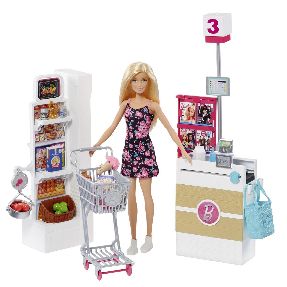 Barbie-Barbie Süpermarkette Oyun Seti-Biriktirilebilir Oyuncaklar ve Setleri-2-Milagron.com