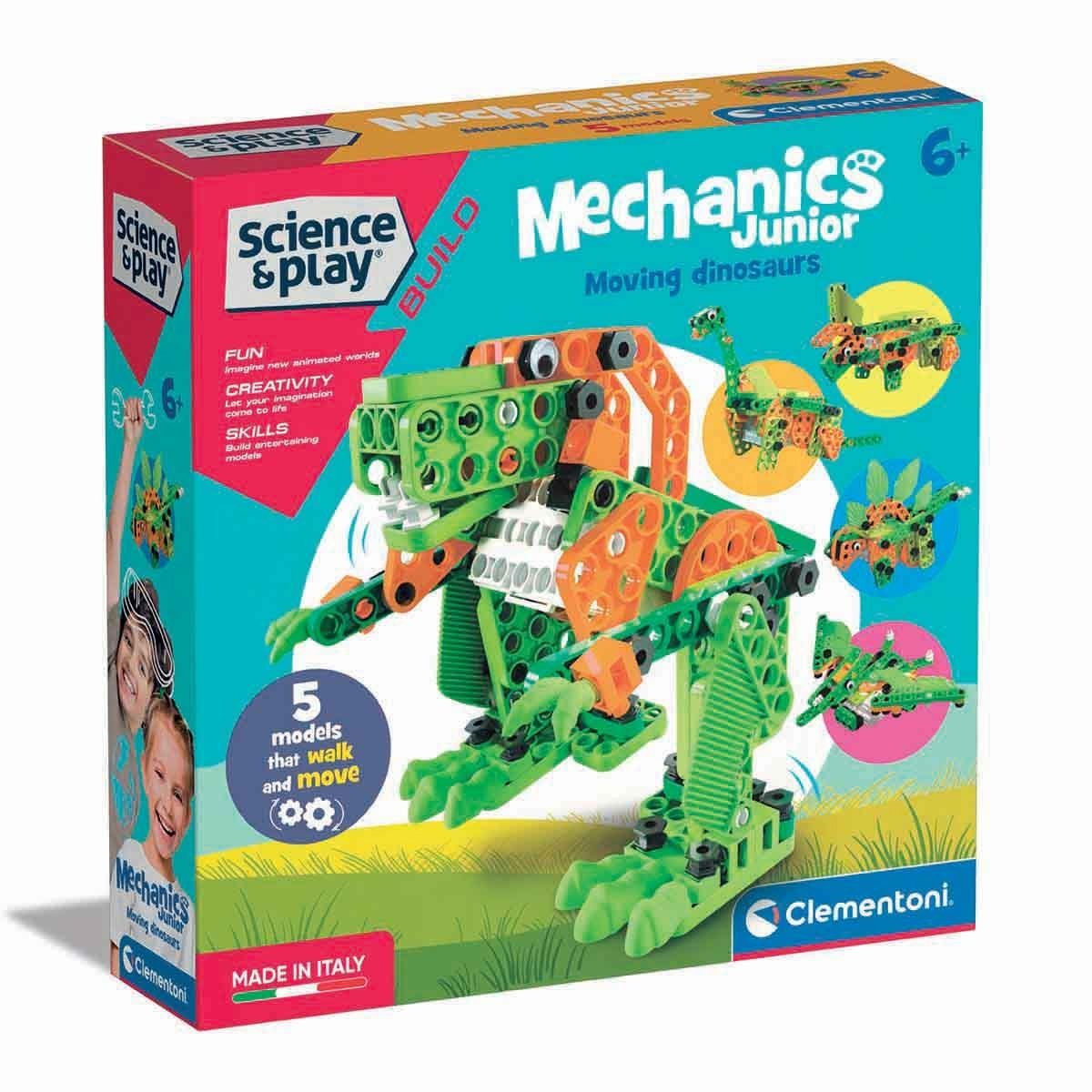 Clementoni-Mechanics Junior Hareketli Dinozorlar Mekanik Laboratuvarı +6 Yaş-Oyun Setleri-1-Milagron.com