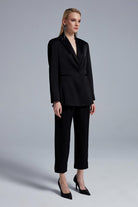 Fickle Hearts-Taylor Siyah Saten Havuç Pantolon-Kumaş Pantolon-5-Milagron.com