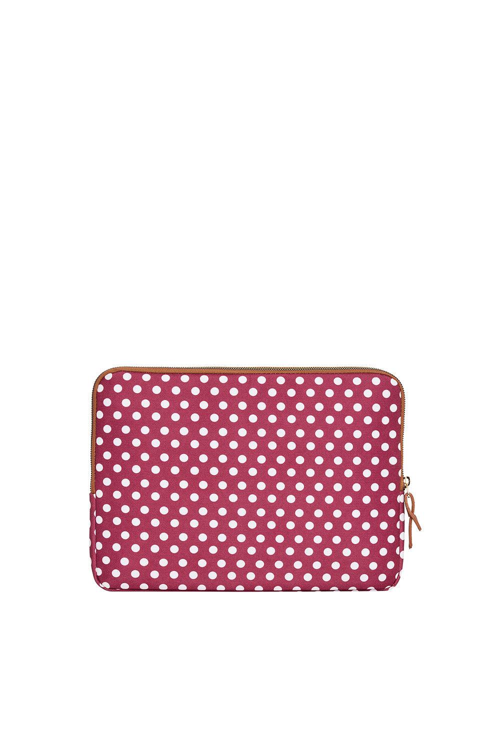 Fudela-Fudela 13-14 Inch Burgundy Polka Dot Macbook- Laptop Bag-Laptop Çantası-4-Milagron.com