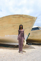 Kahshan-Goddess Brown Maxi Bamboo Dress-Elbise-1-Milagron.com