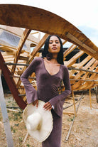 Kahshan-Goddess Brown Maxi Bamboo Dress-Elbise-2-Milagron.com