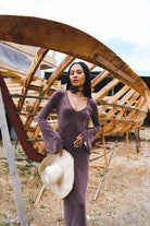 Kahshan-Goddess Brown Maxi Bamboo Dress-Elbise-3-Milagron.com