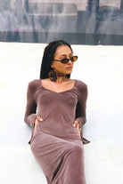 Kahshan-Goddess Brown Maxi Bamboo Dress-Elbise-5-Milagron.com