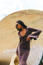 Kahshan-Goddess Brown Maxi Bamboo Dress-Elbise-6-Milagron.com