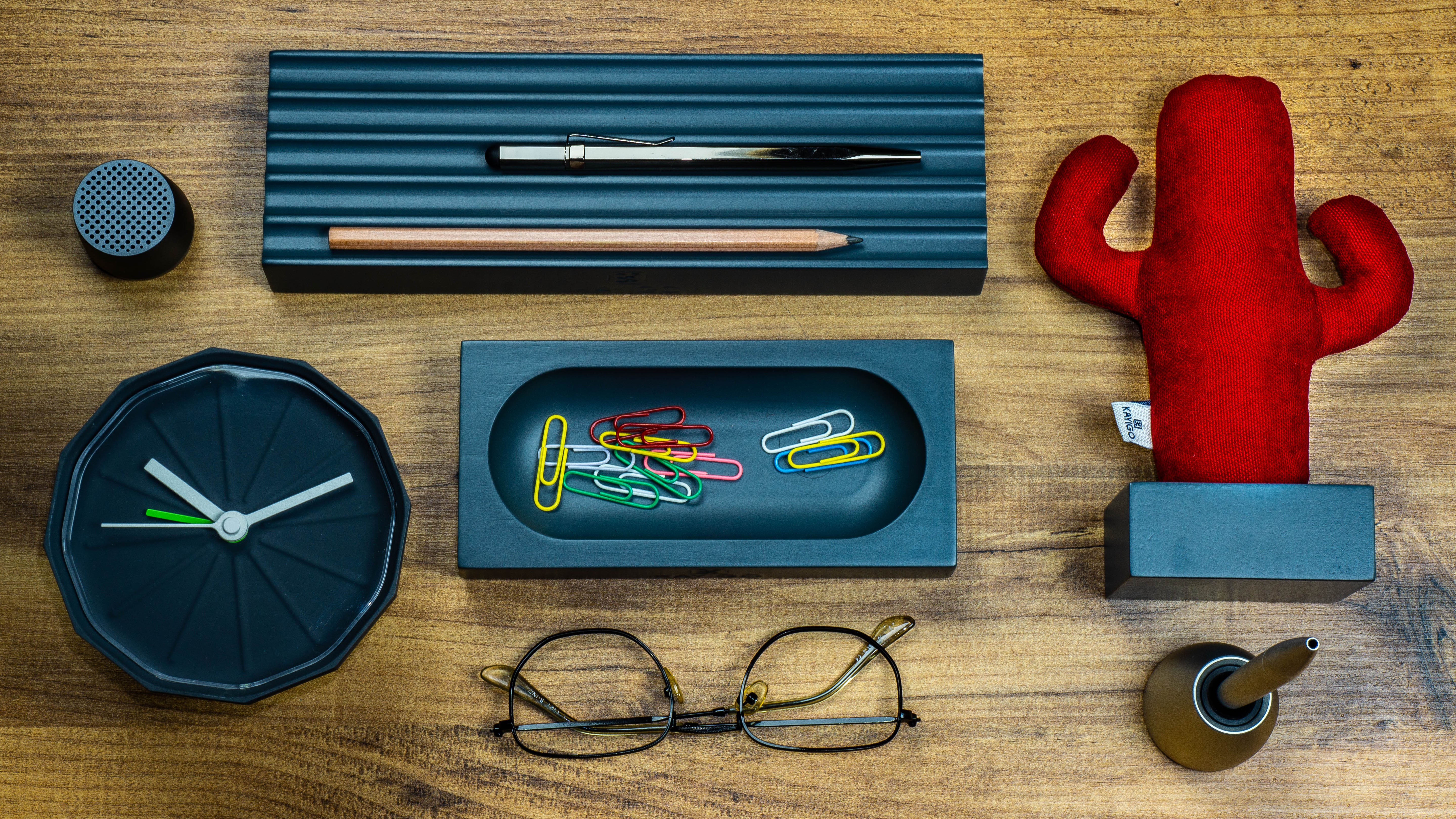 Kayigo-Gri Woody üçlü Ofis Seti Kırmızı Kaktüs-Masaüstü Organizer-2-Milagron.com