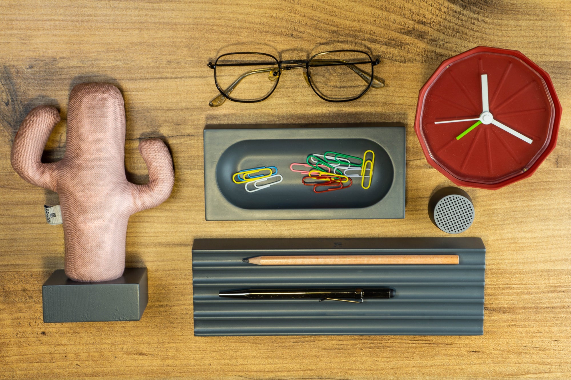 Kayigo-Gri Woody üçlü Ofis Seti Pembe Kaktüs-Masaüstü Organizer-2-Milagron.com