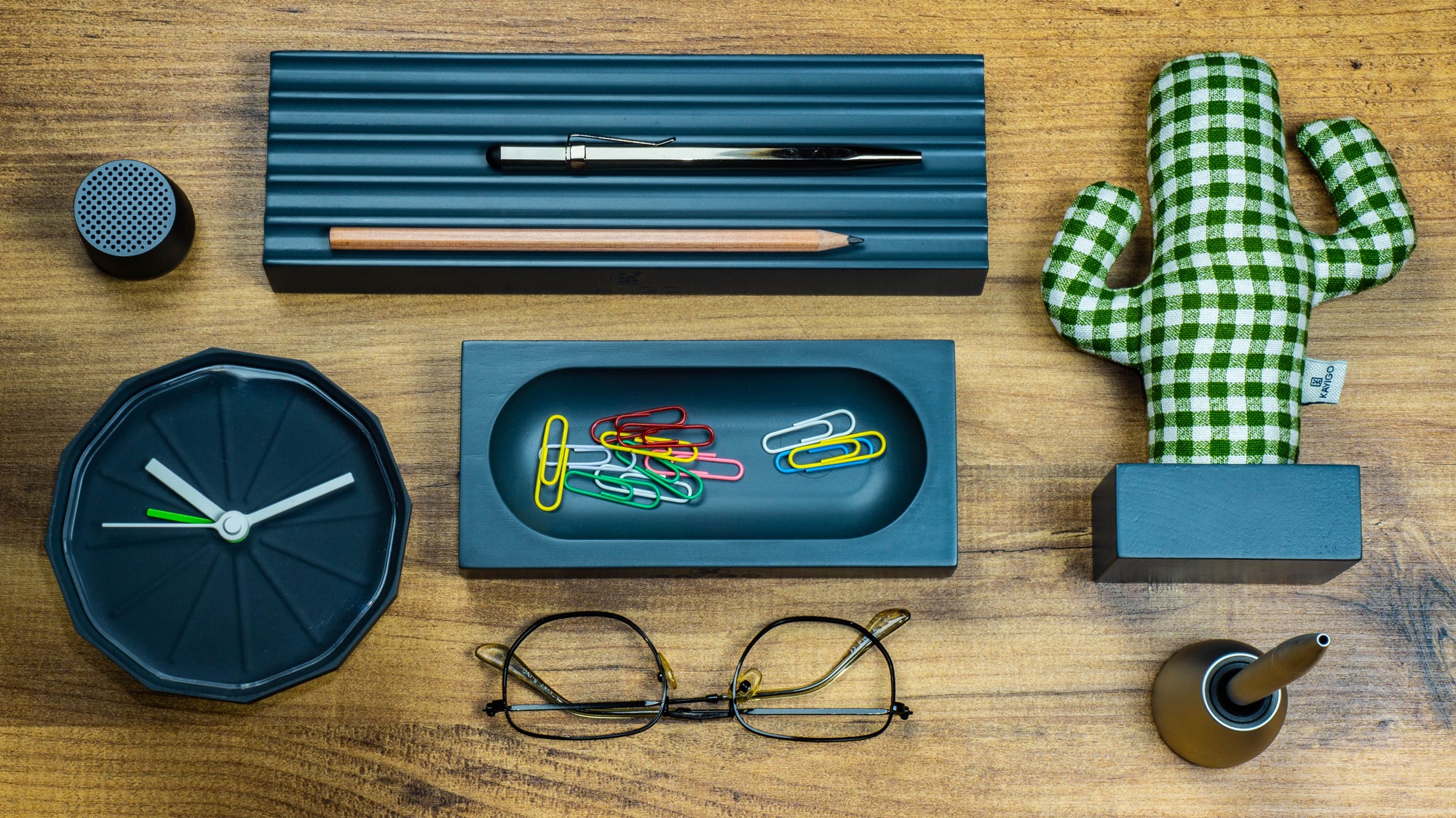 Kayigo-Gri Woody üçlü Ofis Seti Yeşil Kaktüs-Masaüstü Organizer-2-Milagron.com