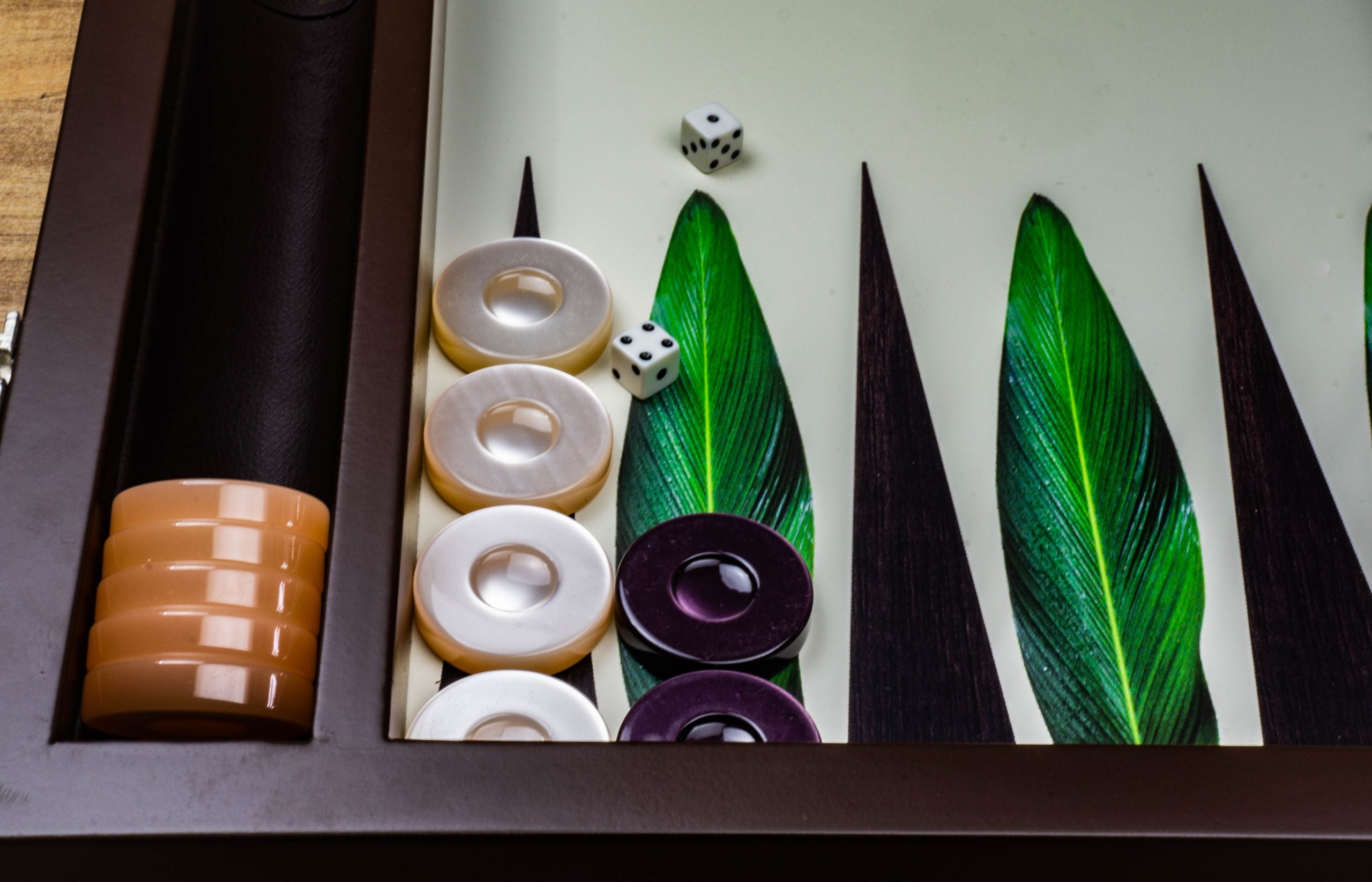 Kayigo-Kayıgo Tavla Büyük Boy Yeşil Yaprak Desenli-Tavla-2-Milagron.com