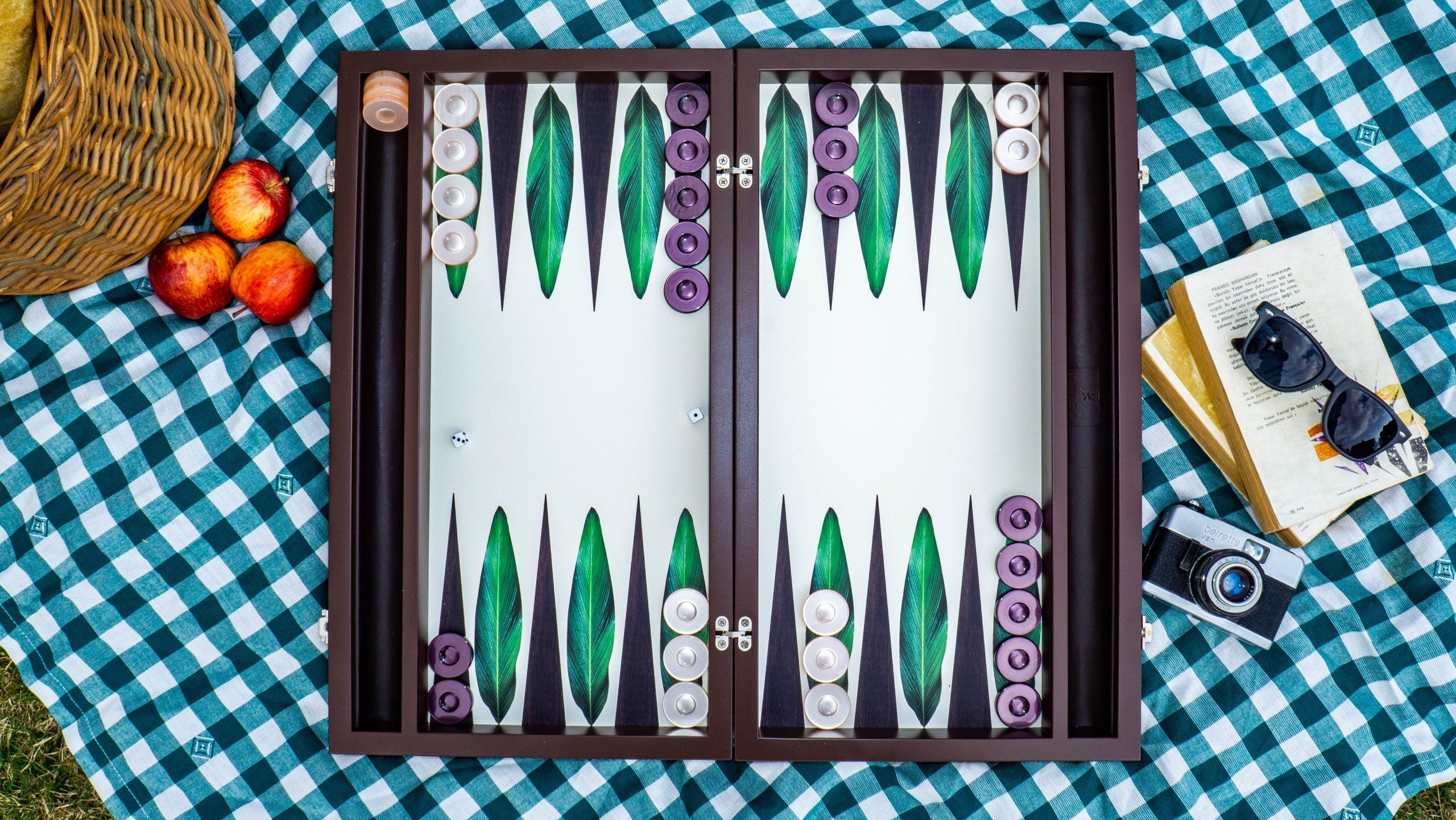 Kayigo-Kayıgo Tavla Büyük Boy Yeşil Yaprak Desenli-Tavla-6-Milagron.com