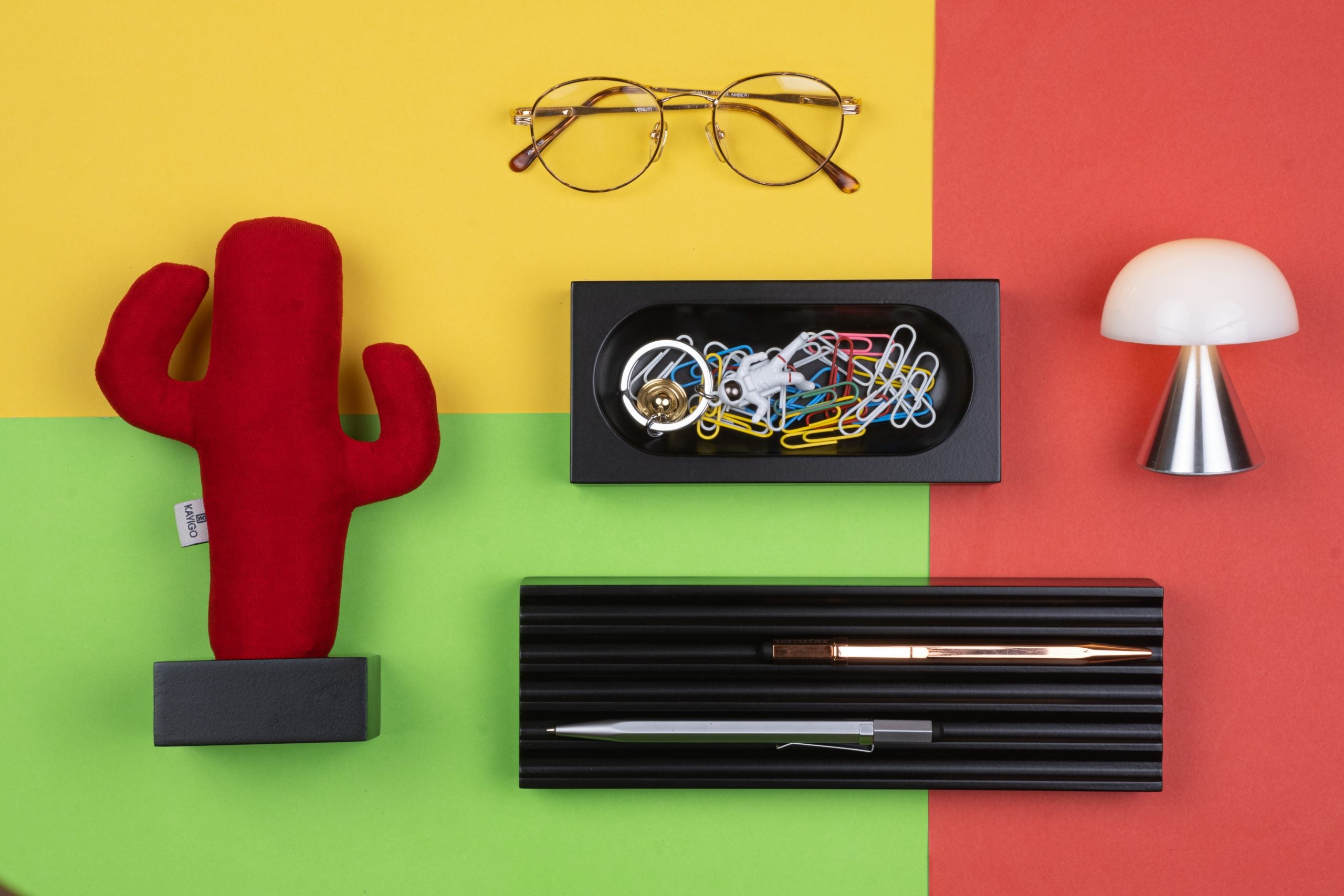 Kayigo-Siyah Woody Kırmızı Cactus üçlü Set-Masaüstü Organizer-4-Milagron.com