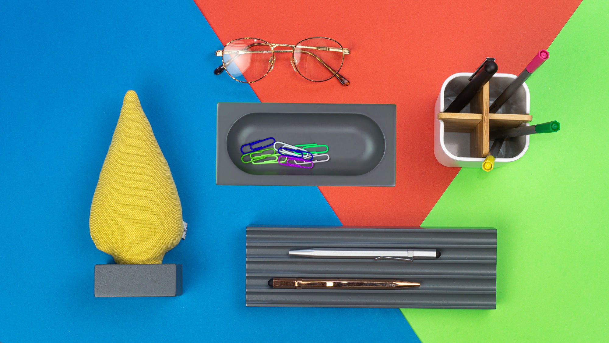 Kayigo-Woody Gri üçlü Ofis Seti Sarı Ladin-Masaüstü Organizer-1-Milagron.com