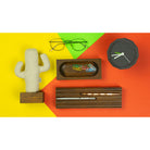 Kayigo-Woody Koyu Kahverengi Ahşap üçlü Ofis Seti Bej Kaktüs-Masaüstü Organizer-2-Milagron.com