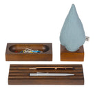 Kayigo-Woody Koyu Kahverengi üçlü Set Mavi Ladin-Masaüstü Organizer-1-Milagron.com