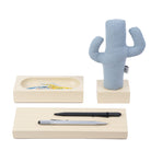 Kayigo-Woody Krem üçlü Ofis Seti Mavi Cactus-Masaüstü Organizer-1-Milagron.com