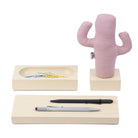 Kayigo-Woody Krem üçlü Ofis Seti Pembe Cactus-Masaüstü Organizer-1-Milagron.com
