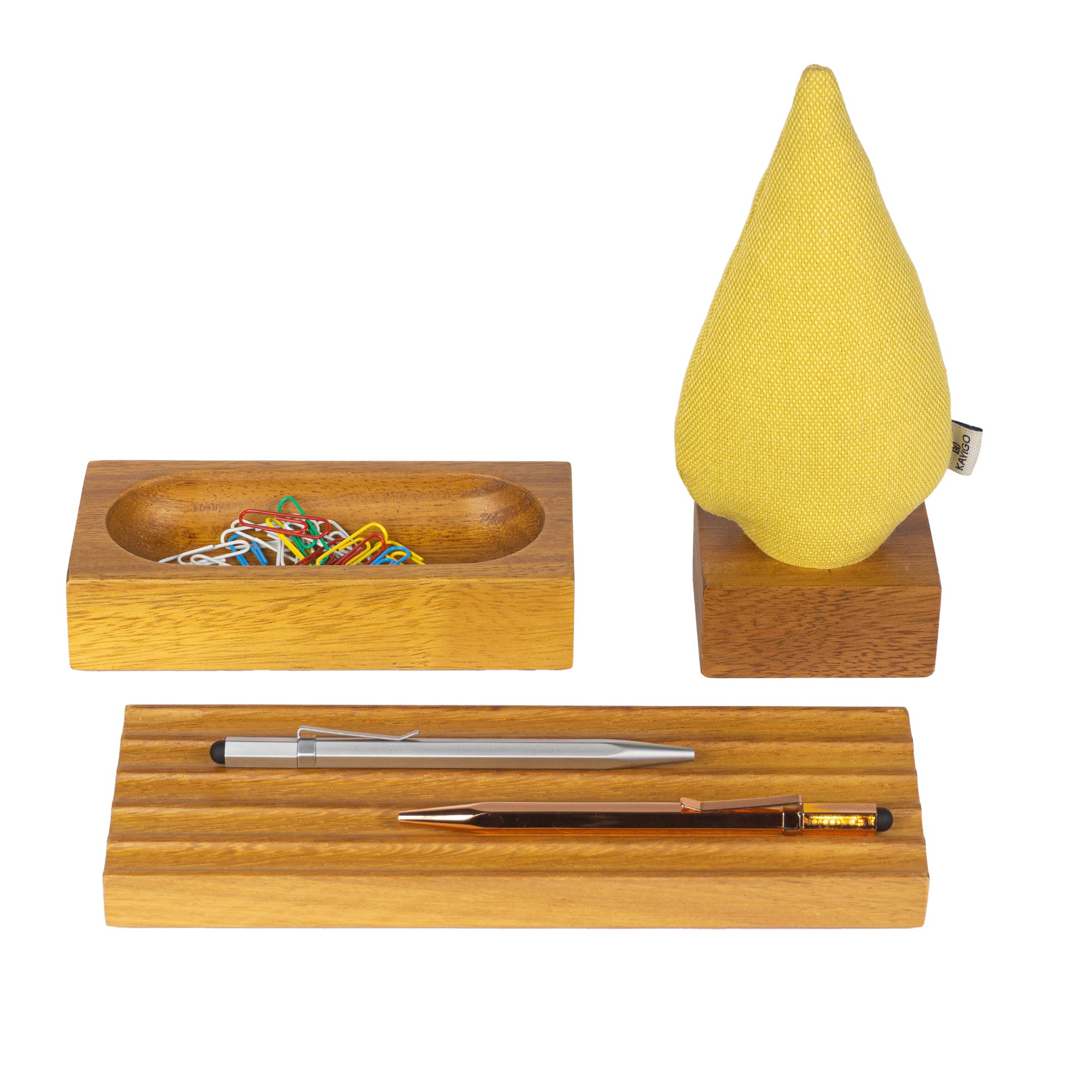 Kayigo-Woody Sarı Ladin üçlü Set İroko Ağacı-Masaüstü Organizer-1-Milagron.com