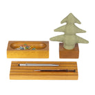 Kayigo-Woody Yeşil çam üçlü Set İroko Ağacı-Masaüstü Organizer-1-Milagron.com