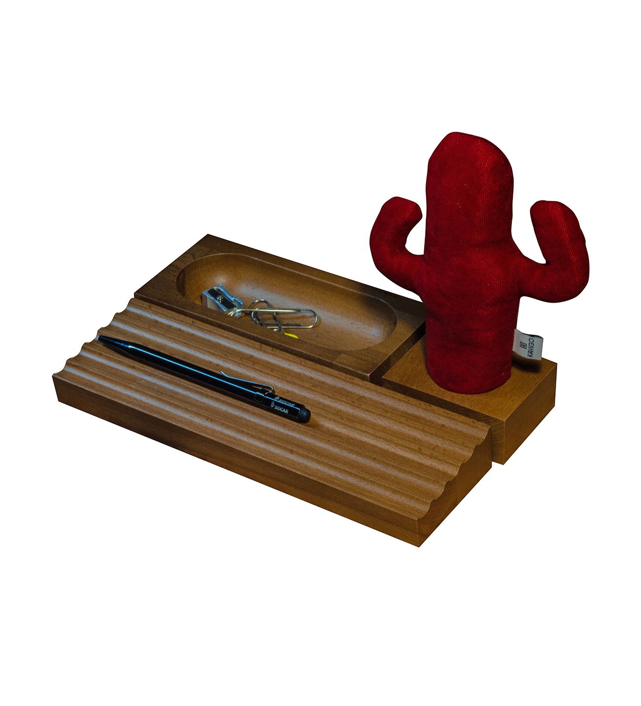 Kayigo-Woody üçlü Ofis Seti Açık Kahverengi Kırmızı Kaktüs-Masaüstü Organizer-1-Milagron.com