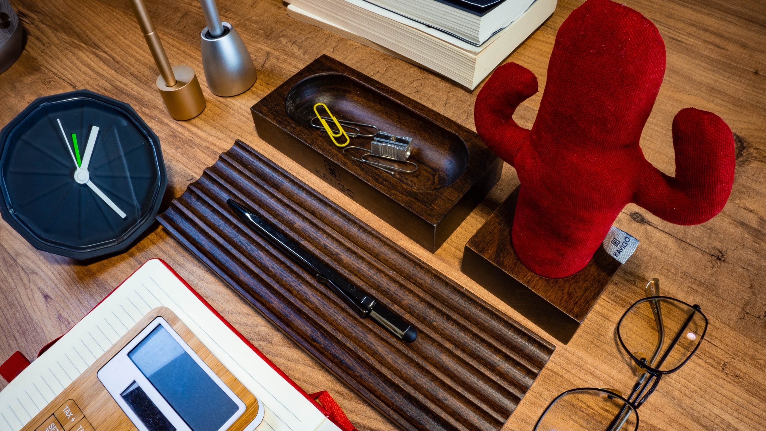 Kayigo-Woody üçlü Ofis Seti Koyu Kahverengi-Masaüstü Organizer-1-Milagron.com