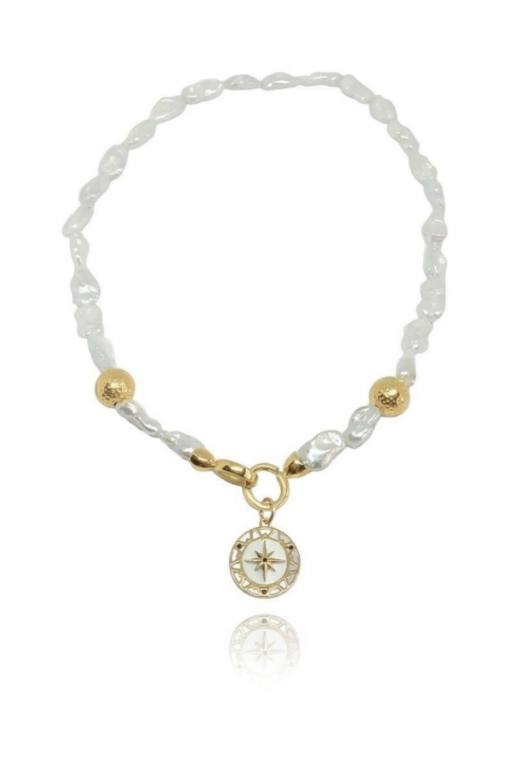 Linya Jewellery-Kutup Yıldızı Madalyon İnci Kolye-Kolye-1-Milagron.com