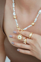 Linya Jewellery-Kutup Yıldızı Madalyon İnci Kolye-Kolye-3-Milagron.com