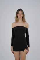 Liquide-SORUNLU - Hailey Elbise Siyah-Elbise-1-Milagron.com