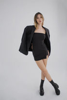 Liquide-SORUNLU - Hailey Elbise Siyah-Elbise-3-Milagron.com