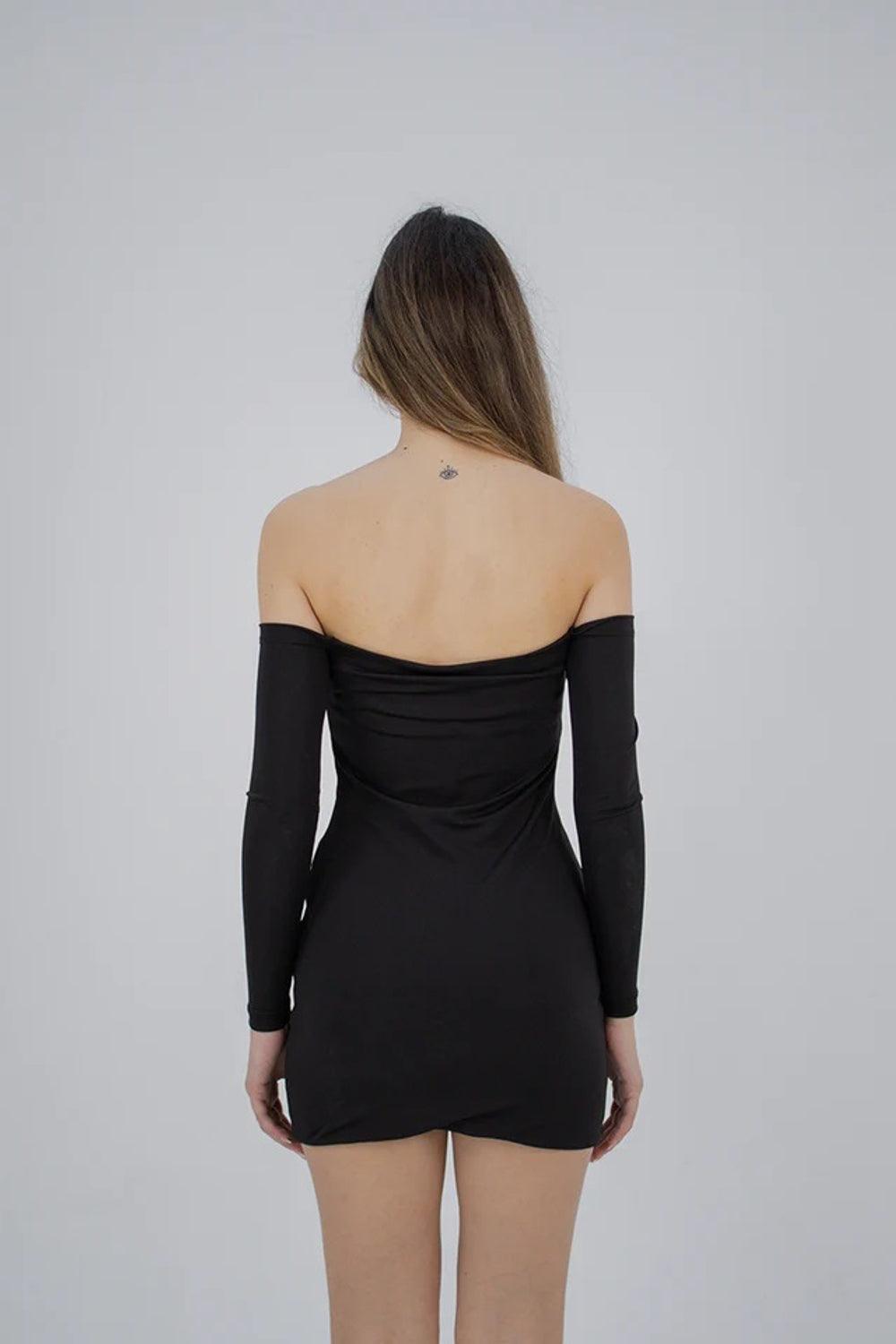 Liquide-SORUNLU - Hailey Elbise Siyah-Elbise-5-Milagron.com