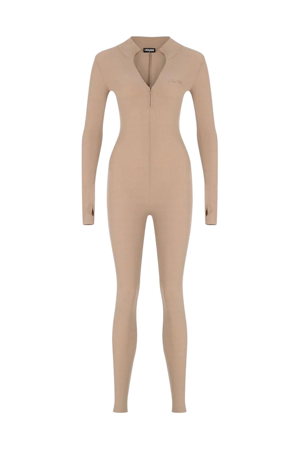 Liquide-SORUNLU - Mitte Bodysuit Bej-Tulum-3-Milagron.com
