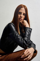 Maeve-Vegan Leather Crop Shirt-Gömlek-2-Milagron.com