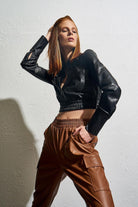 Maeve-Vegan Leather Crop Shirt-Gömlek-3-Milagron.com