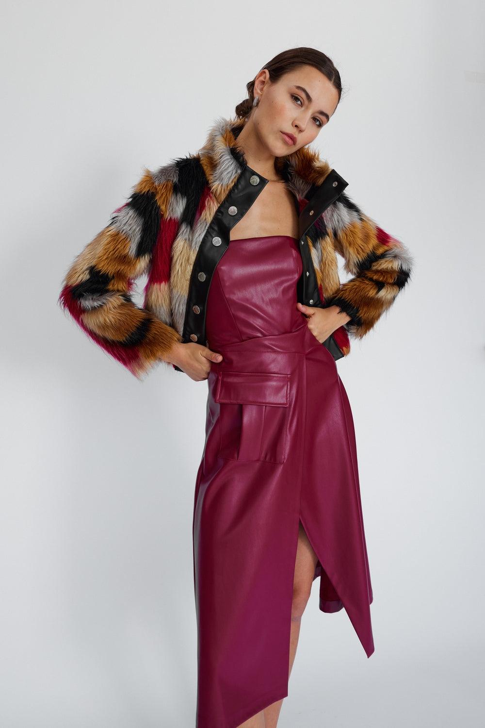 Mirimalist-Color Block Mini Kürk-Kaban-5-Milagron.com