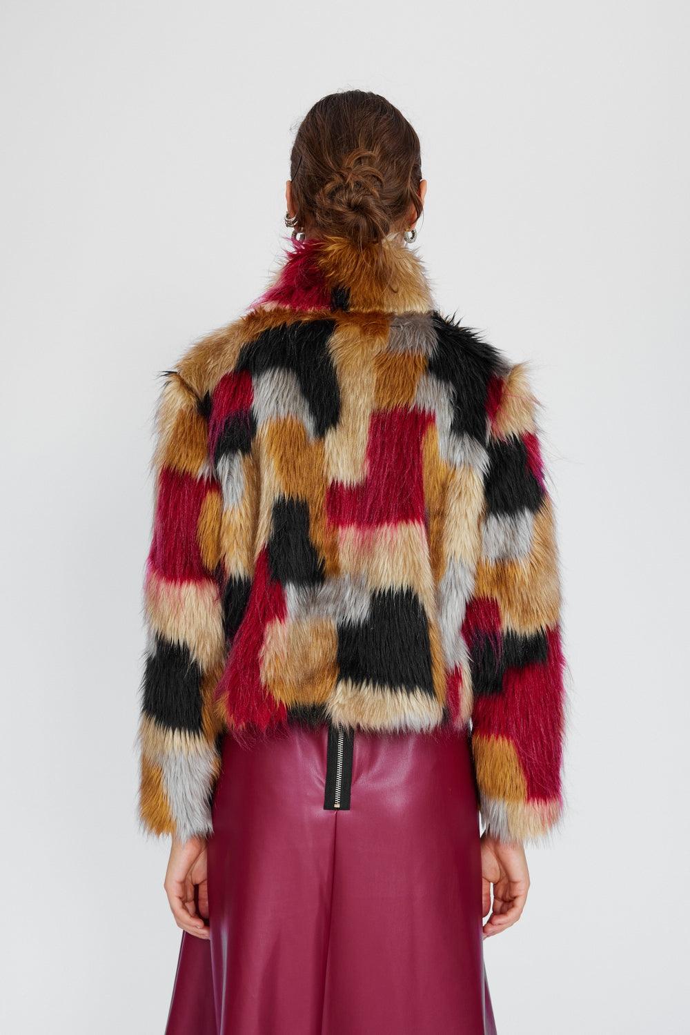 Mirimalist-Color Block Mini Kürk-Kaban-6-Milagron.com