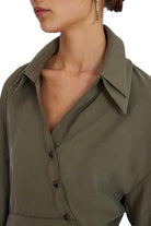 Mirimalist-Flow Haki Cupro Gömlek-Gömlek-3-Milagron.com