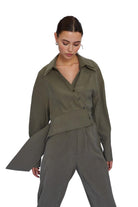 Mirimalist-Flow Haki Cupro Gömlek-Gömlek-4-Milagron.com