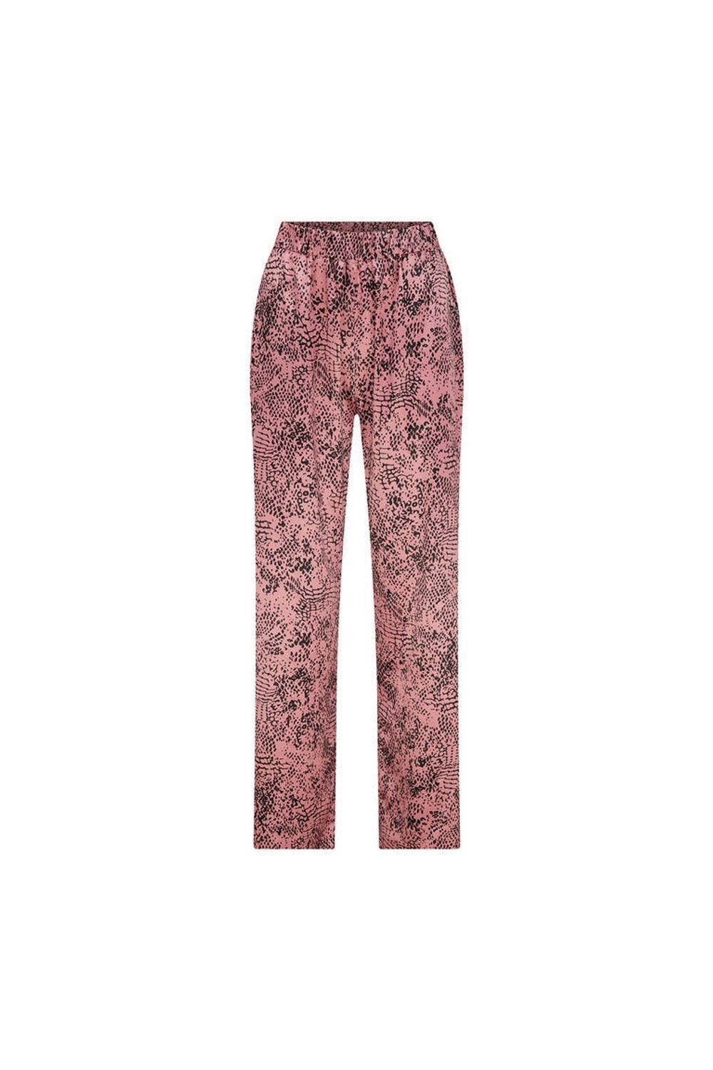 Mozto-SORUNLU - Enya Leopar Printed Pink Pants-Pantolon-5-Milagron.com