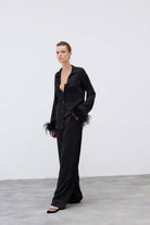 Mozto-SORUNLU - Enya Satin Black Pants-Pantolon-1-Milagron.com