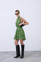 Mozto-SORUNLU - Layla Leopar Printed Satin Mini Dress-Elbise-3-Milagron.com