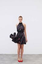 Mozto-SORUNLU - Layla Rose Printed Satin Mini Dress-Elbise-2-Milagron.com