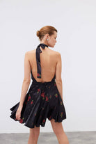 Mozto-SORUNLU - Layla Rose Printed Satin Mini Dress-Elbise-4-Milagron.com