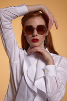 Okkia-Okkia Emma Big Hexagonal Güneş Gözlüğü Gold-Güneş Gözlüğü-6-Milagron.com