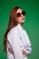 Okkia-Okkia Emma Big Hexagonal Güneş Gözlüğü Havana Pembesi-Güneş Gözlüğü-5-Milagron.com