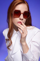 Okkia-Okkia Emma Big Hexagonal Güneş Gözlüğü Havana Pembesi-Güneş Gözlüğü-9-Milagron.com