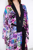 Silk Parade-Saf İpek Lila Desenli Yakma Şifon Kimono-Kimono-4-Milagron.com