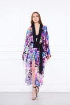 Silk Parade-Saf İpek Lila Desenli Yakma Şifon Kimono-Kimono-6-Milagron.com