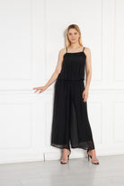 Silk Parade-Saf İpek Şİfon Siyah Tulum-Tulum-2-Milagron.com