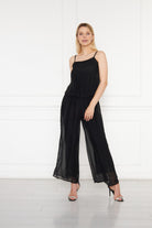 Silk Parade-Saf İpek Şİfon Siyah Tulum-Tulum-4-Milagron.com